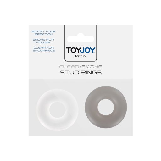ToyJoy Stud 2db-os szilikon péniszgyűrű szett (Áttetsző fehér és fekete)