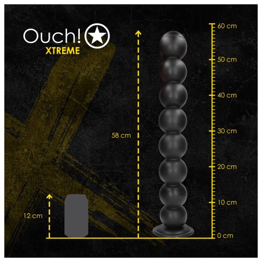 Ouch! Balls of Lust - óriás anál gyöngysor (fekete) - 55 cm