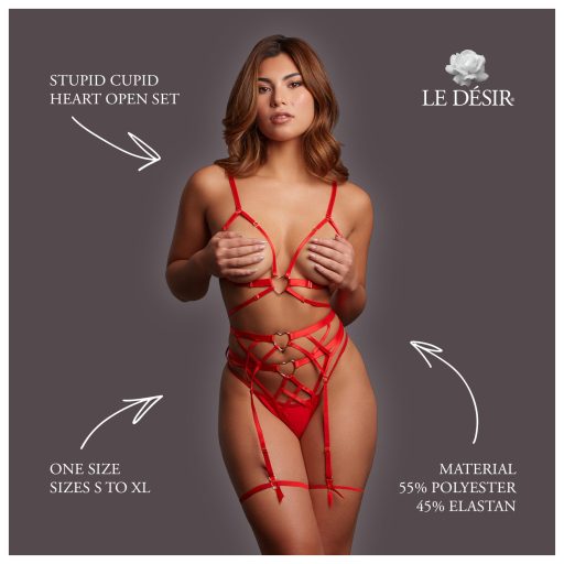 Le Désir Stupid Cupid - szíves nyitott szett (piros)