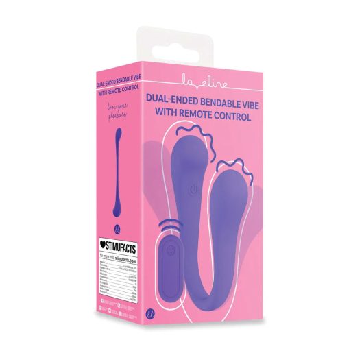 Loveline Flexibilis Újratölthető USB-s távirányítható duplavégű vibrátor 10 féle vibrációval (Lila)