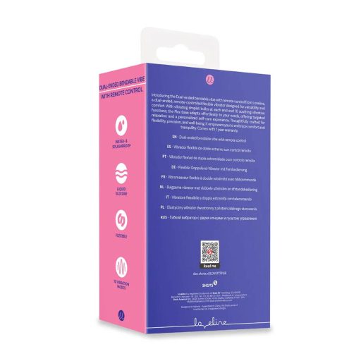Loveline Flexibilis Újratölthető USB-s távirányítható duplavégű vibrátor 10 féle vibrációval (Lila)