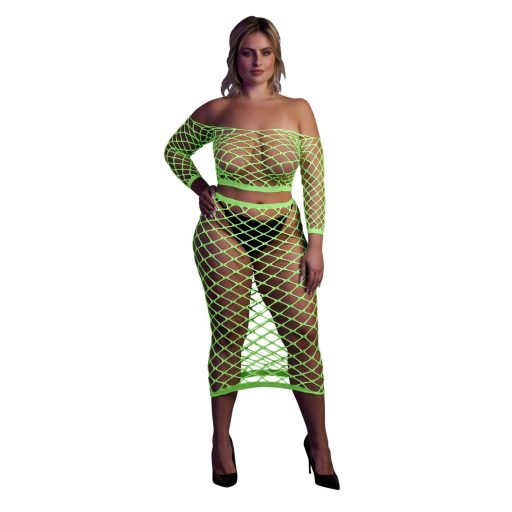 Ouch! - foszforeszkáló szoknya és felső (neon zöld)