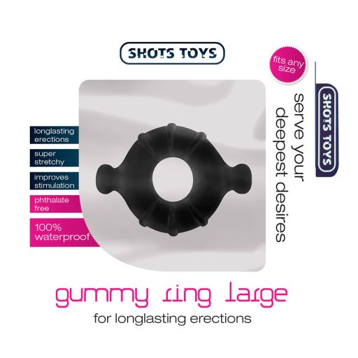 ShotsToys GUMMY RING Szilikon péniszgyűrű (Fekete)