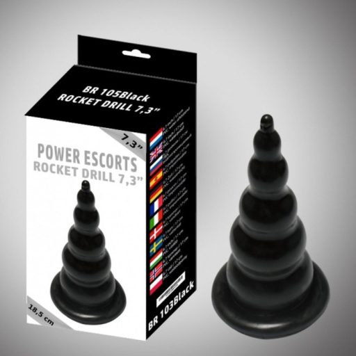 Power Escorts Nagy - hosszú csavaros anál plug - 18,5cm (Fekete)