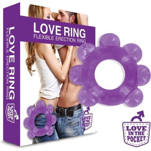 Love Ring - puha gömbös péniszgyűrű (lila)