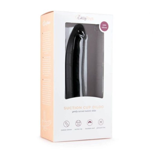 Easytoys - tapadókorongos 100% szilikon dildó (21cm) - fekete