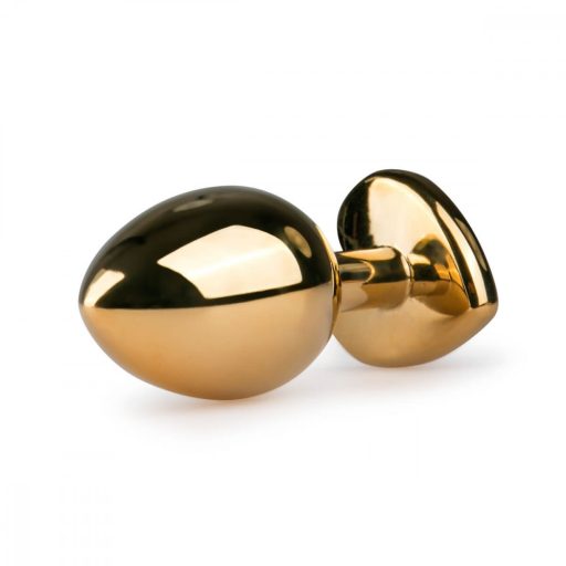 Easytoys Metal No.7 - pink köves, kúp anál plug - arany (3cm)