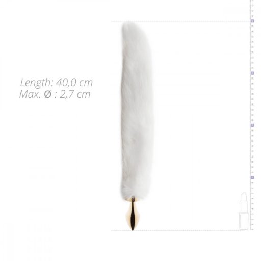 Easytoys Fox NO13 - fém butt plug rókafarokkal (arany-fehér)