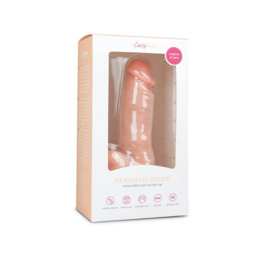 Easytoys - tapadókorongos, herés dildó (17,5cm) - natúr