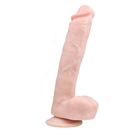 Easytoys - tapadókorongos, herés nagy dildó (26,5cm) - natúr