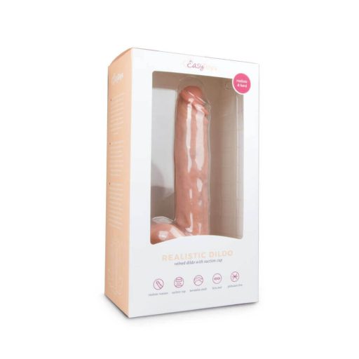 Easytoys - tapadókorongos, herés nagy dildó (26,5cm) - natúr