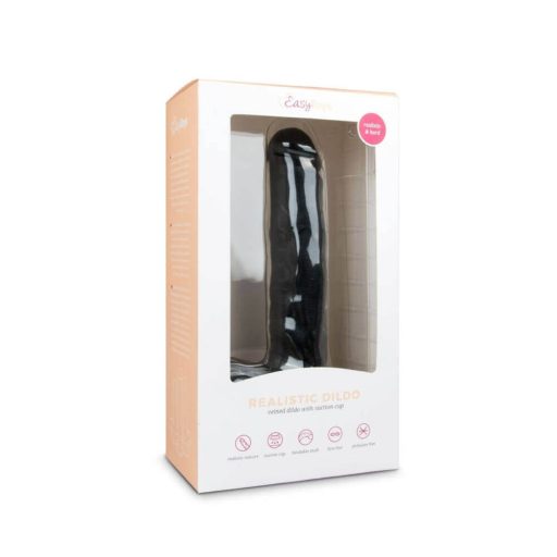 Easytoys - tapadókorongos, herés nagy dildó (29,5cm) - fekete