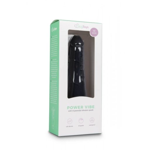 EasyToys Power Vibe - normál szilikon pénisz vibrátor (fekete)