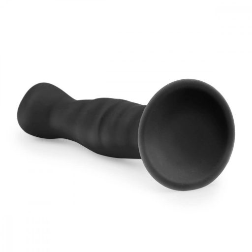 Easytoys Ribbed - tapadókorongos anál dildó (14cm) - fekete