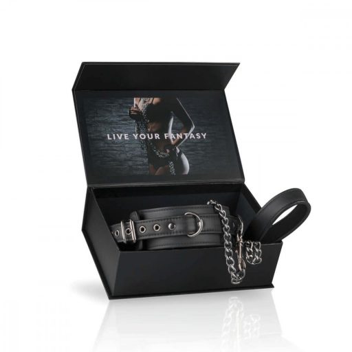 Easytoys - fétis nyakörv és póráz (fekete)