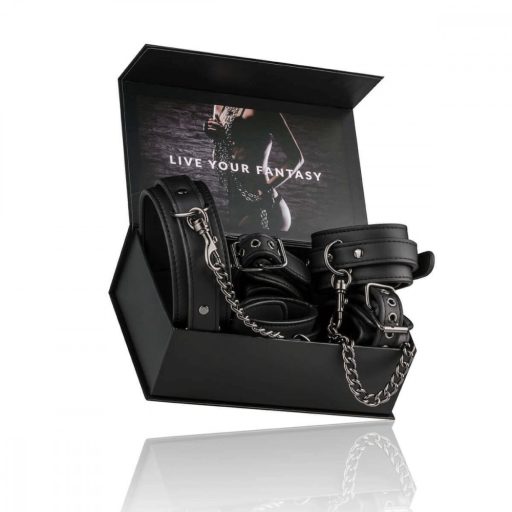 Easytoys - nyakörv, csukló- és bokabilincs szett (fekete)