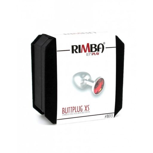 Rimba XS - piros köves, fém butt plug (ezüst)