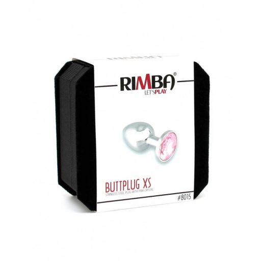 Rimba XS - pink köves, fém anál plug (ezüst)