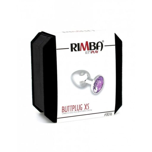 Rimba XS - lila köves, fém butt plug (ezüst)