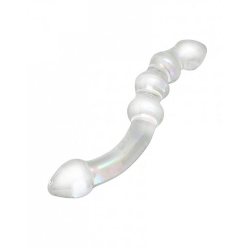 Rimba Dolly - hullámos, anál üveg dildó (átlátszó)