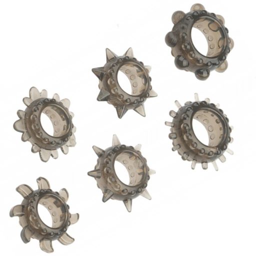 Menzstuff Ring Set - Puha szilikonpéniszgyűrű 6db-os szett (Szürke)