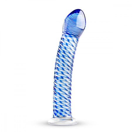 Gildo Glass No. 5 - spirál üveg dildó (átlátszó-kék)