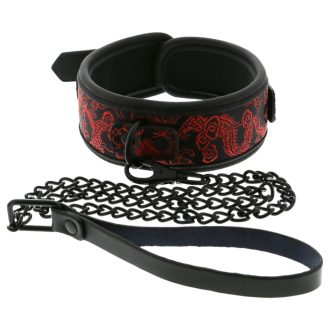  Dreamtoys Blaze - bondage nyakörv és póráz szett (fekete)