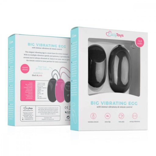 EasyToys - akkus, vízálló, rádiós vibrációs tojás (fekete)