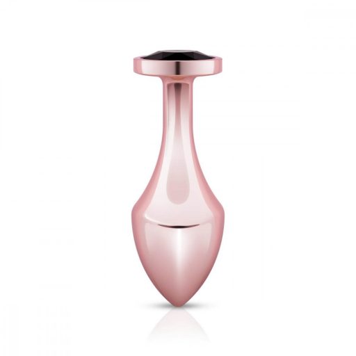 Rosy Gold Butt Plug - fekete köves anál plug (rosegold)