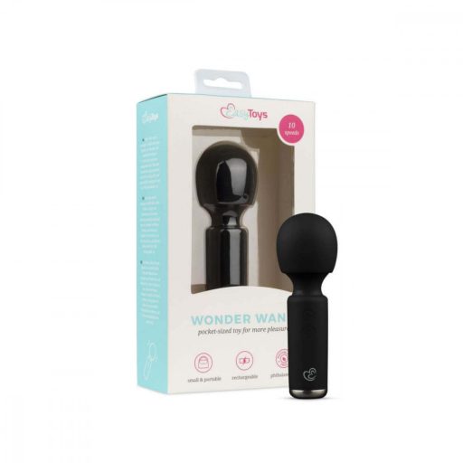 EasyToys Wonder Wand - akkus, mini masszírozó vibrátor (fekete)