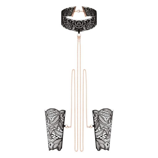 Rosy Gold - nyakörv és csukló bilincs (fekete)