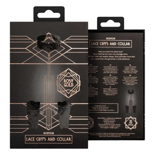 Rosy Gold - nyakörv és csukló bilincs (fekete)