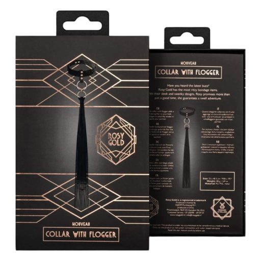 Rosy Gold - BDSM nyakörv és paskoló szett (fekete)