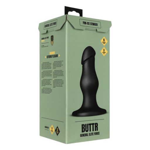 BUTTR FIM-92 - tapadókorongos anál dildó (fekete)
