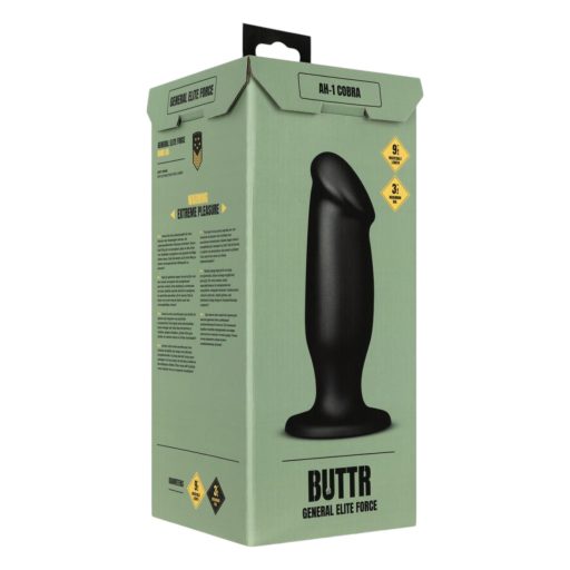 BUTTR AH-1 - tapadókorongos anál dildó (fekete)