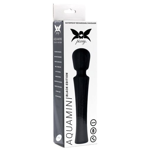 Pixey Aquamini - mini wand vibrátor (fekete)