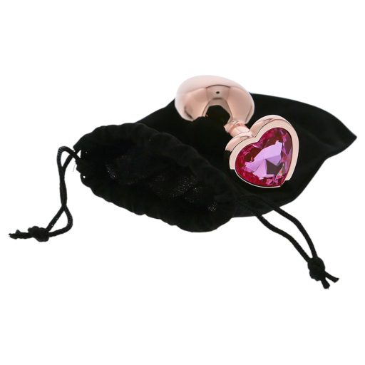 Gleaming Love - alumínium plug szív alakú kővel - M (rózsaarany)