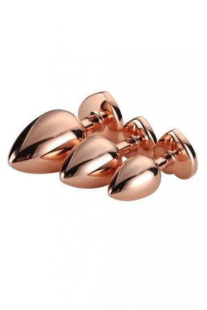 Gleaming Love - szíves anál plug szett - rosegold (3 részes)