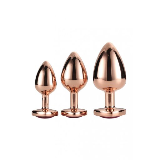 Gleaming Love - szíves anál plug szett - rosegold (3 részes)