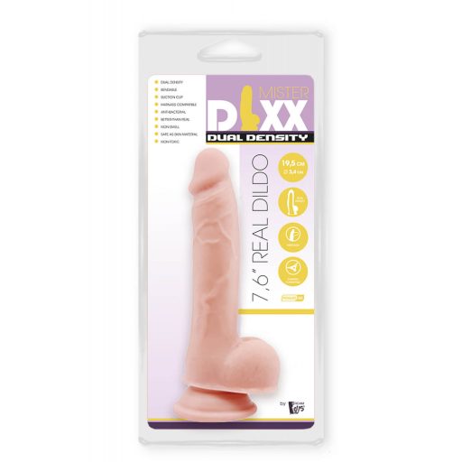 Mr. Dixx 7.6 - tapadókorongos, herés dildó - natúr (19,5cm)