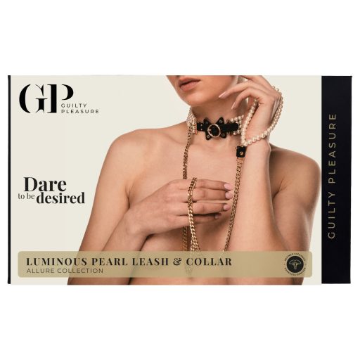 Allure - gyöngyös nyakörv pórázzal (fekete)