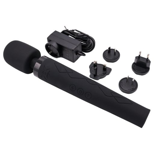 Pixey Deluxe Black Velvet - wand vibrátor M (fekete)