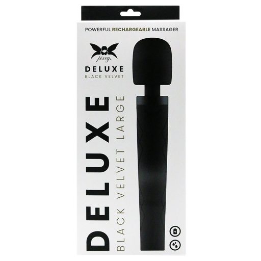 Pixey Deluxe Black Velvet - wand vibrátor L (fekete)