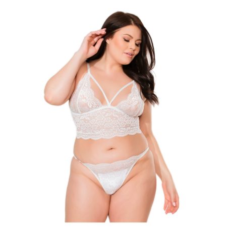 Coquette - csipkés fehérnemű szett - fehér (XL)