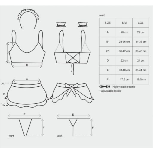 Obsessive Maid - szobalány jelmez szett (5 részes)