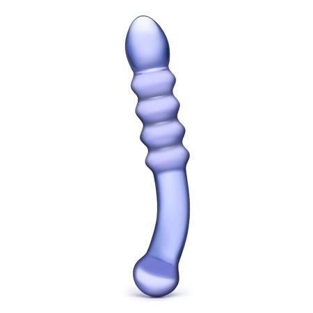 GLAS - kétvégű üveg dildó (átlátszó lila)