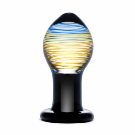 GLAS Galileo - üveg anál plug (fekete-arany)