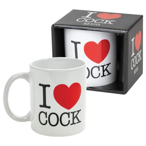 I Love Cock - bögre, erotikus ajándék (fehér)