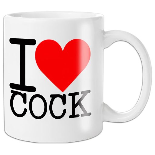 I Love Cock - bögre, erotikus ajándék (fehér)