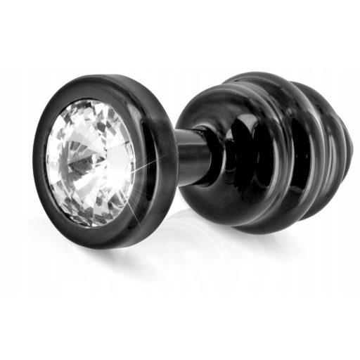 DIOGOL Anni - fehér köves anál bordázott dildó - fekete - (3cm)